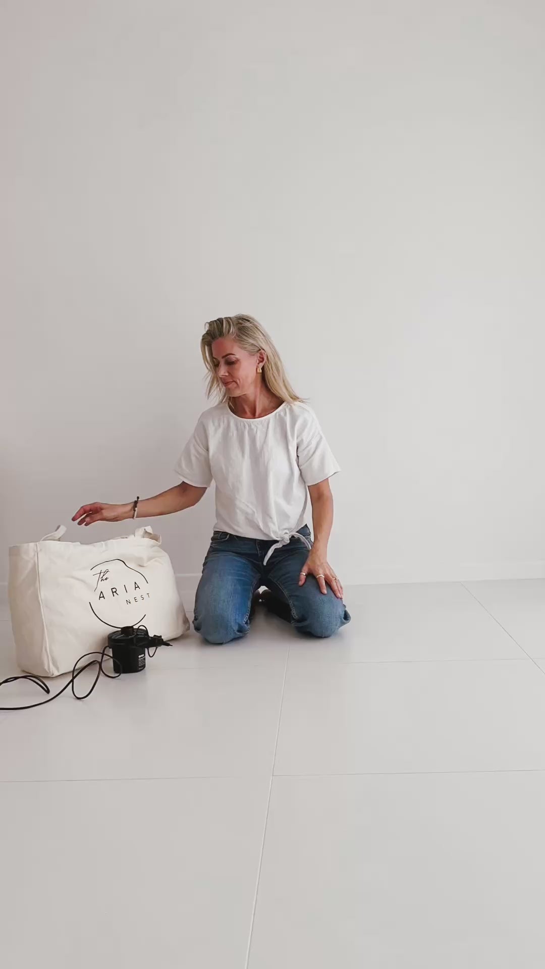 video showing setup of the inflatable posing beanbag